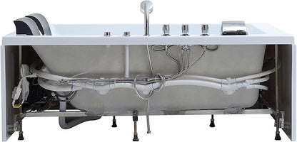 Empava Whirlpool Bathtub 71 Inch,2 Person Whirlpool Tubs With 16 Jets,Jetted Bathtub,Acrylic SPA Bath Tub,Hydro Massage Bathtub With Right Drain,3-Side Apron,White