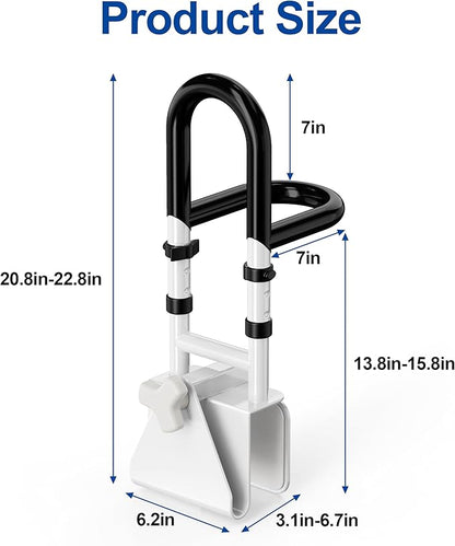 Adjustable Bathtub Safety Rail with Double Grip, 14–18 Inch Height Shower Grab Bar for Seniors, Elderly & Disabled, Non-Slip Tub Side Bar Clamp for Bathroom Support