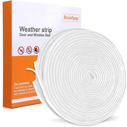 40FT Self-Adhesive Weather Stripping Seal for Door Frames and Sliding Windows, Weatherstripping for Soundproofing, Dustproof, Window Insulation for Winter, 0.35'' Wide x 0.35'' Thick, White