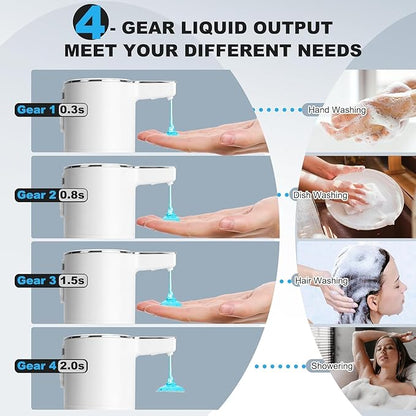 2 Pack Automatic Soap Dispenser: 13.52oz/400ml Wall Touchless Liquid - 4-Level Adjustable Modern Electric Hand Soap Dispenser - Kitchen Bathroom Kids Family White