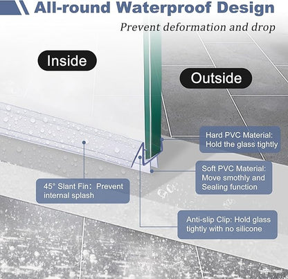 4-Pack Frameless Shower Door Bottom Seal for 1/4 Inch Thick Glass Doors – Stop Shower Leaks and Create a Water Barrier (1/4” x 39”)