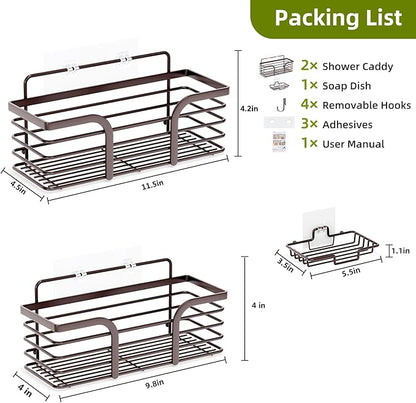 Yougai Shower Caddy 3 Pack, No Drilling Stainless Steel Hanging Shower Organizer Set, Strong Adhesive Shower Organizer for Bathroom Storage, Waterproof & Large Bearing Weight Organizer Shelf