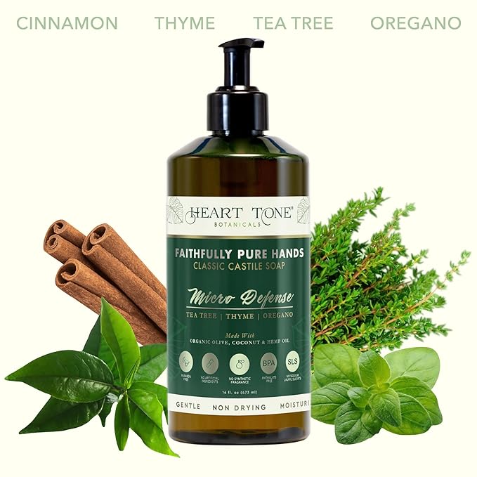 Liquid Castile Soap | Organic Olive and Coconut Oils | Non Drying Formula For All Skin Types | Naturally Fragranced Essential Oils (Tea Tree)