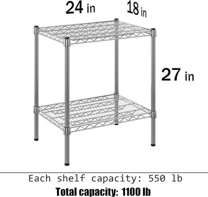 18" Deep x 24" Wide x 27" Height Wire Shelving Kit | 2-Tier | NSF Commercial Storage Rack Unit