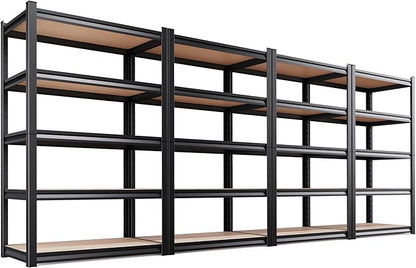 AOAORRG Set of 4 Storage Shelves, 45.6" W Heavy Duty Garage Shelving, 5-Tier Metal Shelf Adjustable Shelving Unit, Utility Garage Organizer Rack for Basement, Pantry, Warehouse, 45.6" Wx19.7 Dx78 H