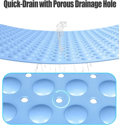 Extra Large Shower Mat, Yonala 47.2 x 31.5 Inch Non Slip Shower Mats for Inside Shower with Drain Hole and Suction Cups, Soft Trimmable TPE Anti Slip Shower Mat for Walk in Shower Stall, Heavy Mat