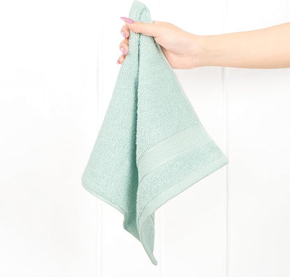 American Soft Linen Salem Washcloth Sets, 4 Piece Luxury 600 GSM 100% Cotton Washcloths for Bathroom, 13x13 inches Washrags Premium Quality Hand Face Towels, Mint
