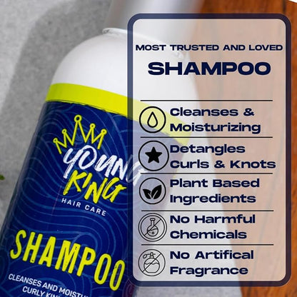 YOUNG KING HAIR CARE Kids Shampoo For Boys | Cleanse and Hydrate Natural Curls | Plant-Based and Harm-Free (4 oz)
