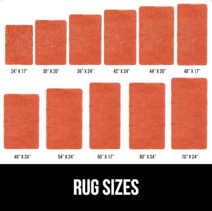 GORILLA GRIP Bath Rug Mat 60x24, Thick Soft Absorbent Chenille, Quick Dry Microfiber Mats, Rubber Backing Washable Shower Floor Rugs, Bathmat Runner, US Designed Bathroom Home Decor Accessories Coral