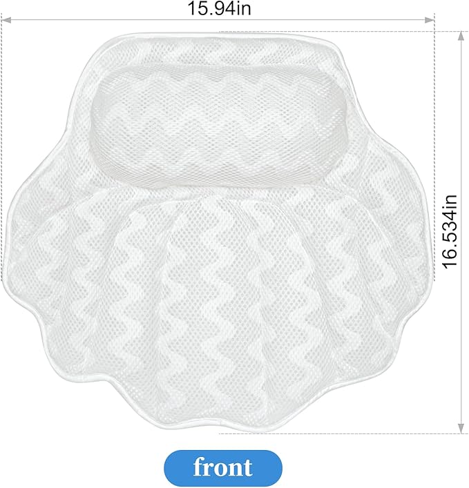 Super Thick Bath Pillow, Soft and Comfortable Bath Pillow, 4D mesh Fabric and 6 Non-Slip Suction Cups, Used for Bathtub Head and Neck Support to Relax Family spa hot tub Essentials, Ladies Bath Gift