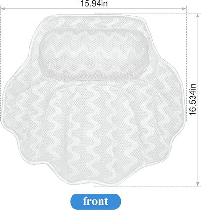 Super Thick Bath Pillow, Soft and Comfortable Bath Pillow, 4D mesh Fabric and 6 Non-Slip Suction Cups, Used for Bathtub Head and Neck Support to Relax Family spa hot tub Essentials, Ladies Bath Gift