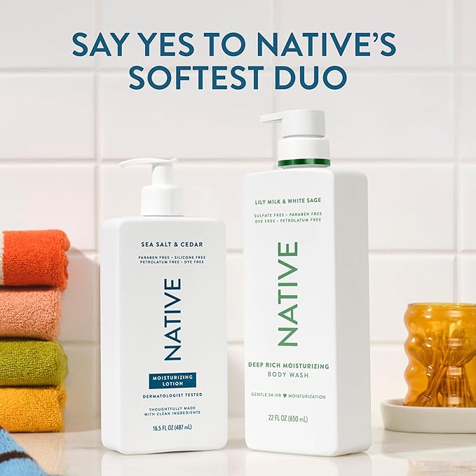 Native Body Lotion Contains Naturally Derived Plant-Based Moisturizers for Women and Men | Restores Dry Skin, Sea Salt & Cedar, 16.5 fl oz