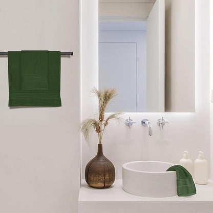 Belizzi Home Ultra Soft Cotton 6 -Piece Hand Towel Set 16x24, Ideal for use in Bathroom, Kitchen, Gym, Spa - Compact, Eco-Friendly, Lightweight - Multi Purpose Hand Towels - Olive Green