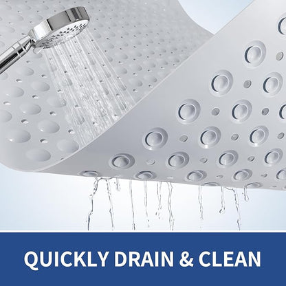 OTHWAY Non Slip Bathtub Mat, 31"x 19" TPE Bath Mat for Tub with Drain Holes and Suction Cups, Anti-Slip Mats for Kids Baby Elderly Bathroom (Light Grey)