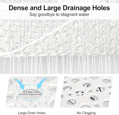 Non Slip Shower Mat with Suction Cups, 31.5x47.2 Inch Quick Drain TPE Anti Slip Shower Mats for Inside Shower, Large Shower Stall Mat Soft on Feet, Easy to Dry&Cut Machine Washable