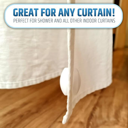 Powerful Anti-Billowing Magnetic Shower Curtain Weights for Splash-Free Bath Experience - 360° Silicone Wrapped - Will Never Rust - Heavy Magnets Prevent Curtain Liners from Blowing | 4 Pairs | White