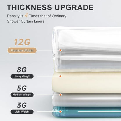 AmazerBath Heavy Duty Shower Curtain Liner 12 Gauge, 72 x 65 Inches Clear Shower Curtain Liner with 3 Clear Stones and 12 Grommet Holes, Weighted Plastic Shower Liner