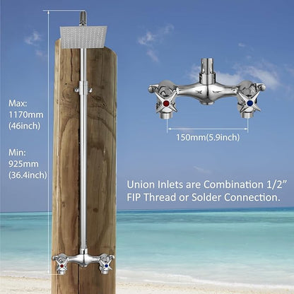 Aolemi Outdoor Shower Kit Fixtures 6 Inch Center with Adjustable Slide Bar,6 Inch Showerhead,2-Handle with Mix Valve,Polish Chrome