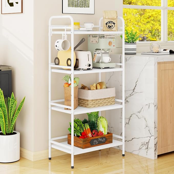 HDANI Storage Shelves, 4-Tier Metal Storage Rack with Shelf,Shelf Organizer,Garage Standing Shelving Unit for Laundry,Bathroom,Kitchen,Pantry, Closet,23.6''W X 13.8''D X 50 H'',White