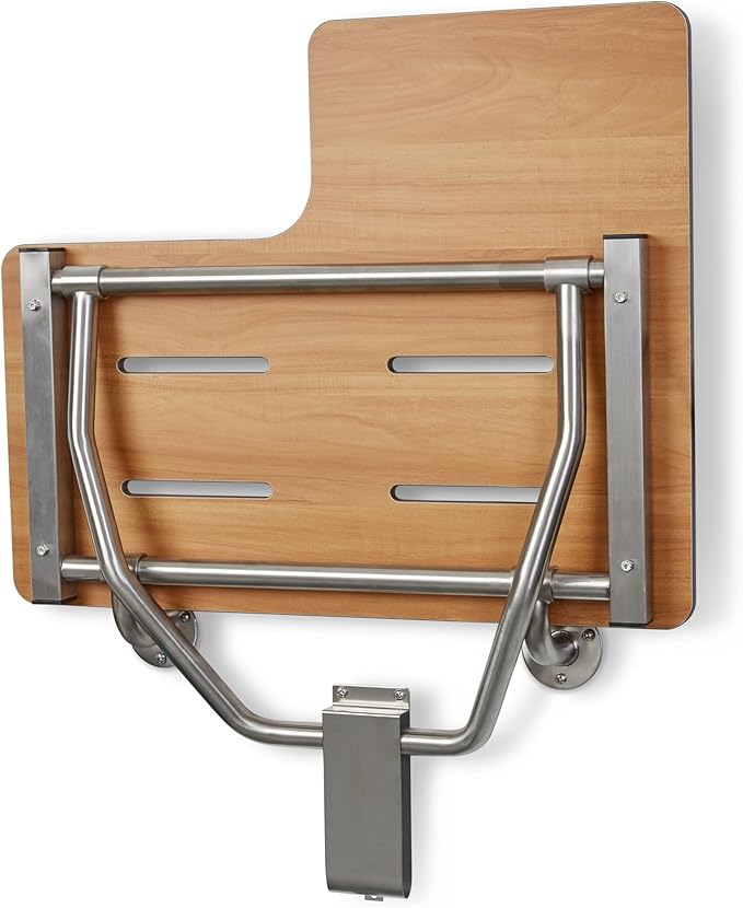 Seachrome 26" x 22.5” Teak Reversible Folding Transfer Tub/Shower Seat, ADA Compliant