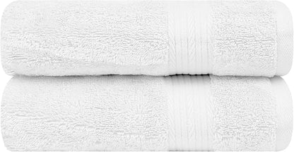 Ample Decor Hand Towels for Bathroom 18 X 28 Inch 600 GSM 100% Cotton, Soft Absorbent - Set of 2 - Christmas White