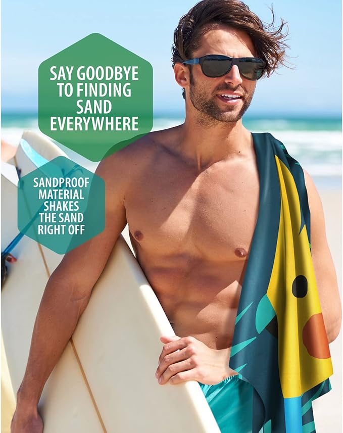 VENTURE 4TH Microfiber Beach Towel: Quick-Dry, Compact, Sand-Free, Absorbent, Sandproof and Lightweight - Perfect for Camping, Beach, and Roadtrips (Navy Turtle Design | 35x78 inches)