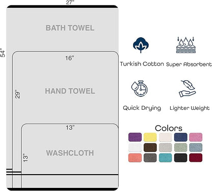 Hawmam Linen Cream 6 Piece Bath Towels Set for Bathroom Original Turkish Cotton Soft, Absorbent and Premium 2 Bath Towels, 2 Hand Towels, 2 Washcloths (Sea Salt)