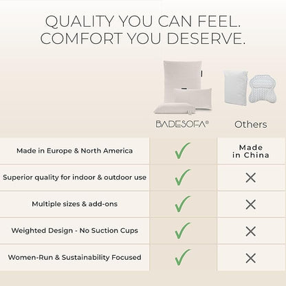 BADESOFA® Luxury Bath Pillow S - Ultra Comfortable & Quick-Drying Bath Back Pillow - Washable Full Body Bath Pillow for Bathtub - Therapeutic Head and Neck Support - Luxury Spa Cushion in Beige