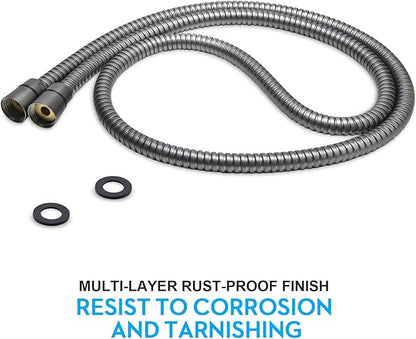 Shower Hose Extra Long 59 Inches Handheld Shower Head Hose with Brass Insert and Nut - Durable and Flexible - Gray