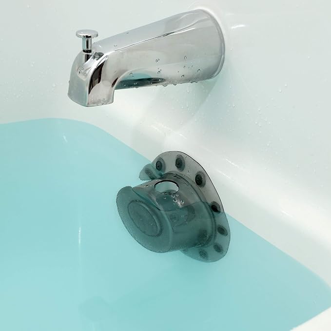 SlipX Solutions Bottomless Bath Overflow Drain Cover for Tub, Adds Inches of Water to Bathtub for a Warmer Deeper Bath, Spa Accessories, Drain Block, Water Stopper Plug (4 inch Inner Diameter, Gray)