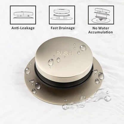 Artiwell Universal Tip Toe Bath Drain Stopper and Cover, Bathtub Drain Stopper, Replaces Lift and Turn, Tip-Toe and Trip Lever drains for Tub, EZ Installation and Clearing (Brushed Nickel)