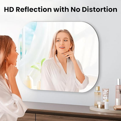 VASUHOME Frameless Bathroom Mirror, 28 x 28 Inch Wall Vanity Mirror, Large Wall Mounted Mirrors for Bathroom, Living Room, Bedroom, Entryway