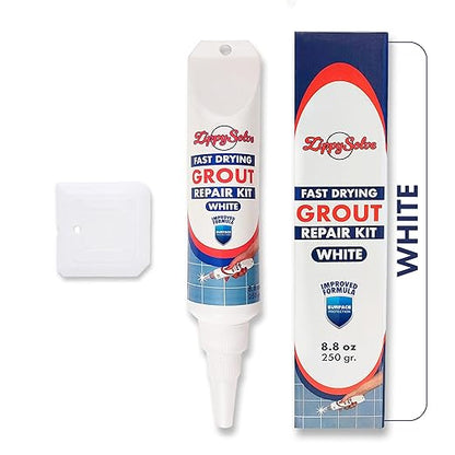 Tile Grout, Repair Kit, Restore & Renew Tile Joints Line, Fast Drying Grout Paint Squeeze Tube for Bathroom Shower Kitchen Floor, Waterproof (8.8 oz, White)