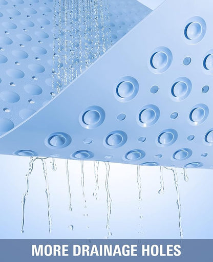 Yolife Extra Large TPE Shower Mat, 47.2" L x 31.5" W Anti Slip Bath Mat with Drain Holes and Suction Cups, Large Size Mat More Suitable for Shower Stall, No Odor, Heavy Mat
