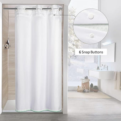 MitoVilla Teal Ombre Waffle Small Stall Shower Curtain Liner Set 36 x 74, No Hooks Required Turquoise Half Size Narrow Fabric Cloth Shower Curtain Set with Snap-in Liner for Modern Bathroom Decor