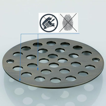 4-Inch Screw-in Shower Strainer Drain Cover Replacement Floor Strainer (Antique Brass)