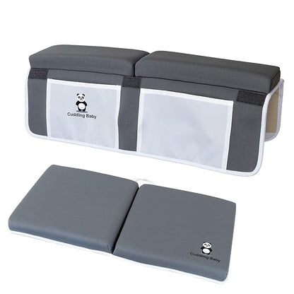 Bath Kneeler and Elbow Rest Pad Set - 2PC Premium Baby Bath Mat Set - Non-Slip Kneeling Pad with Storage Pockets - Machine Washable, Durable Foam Pad Bundle - Gray