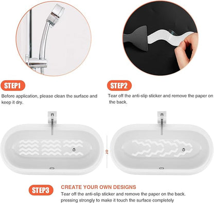 Anti Slip Shower Stickers, Adhesive Decals Safety Strips Scraper for Bath Tub, Shower, Stairs, 24 Pieces (White)