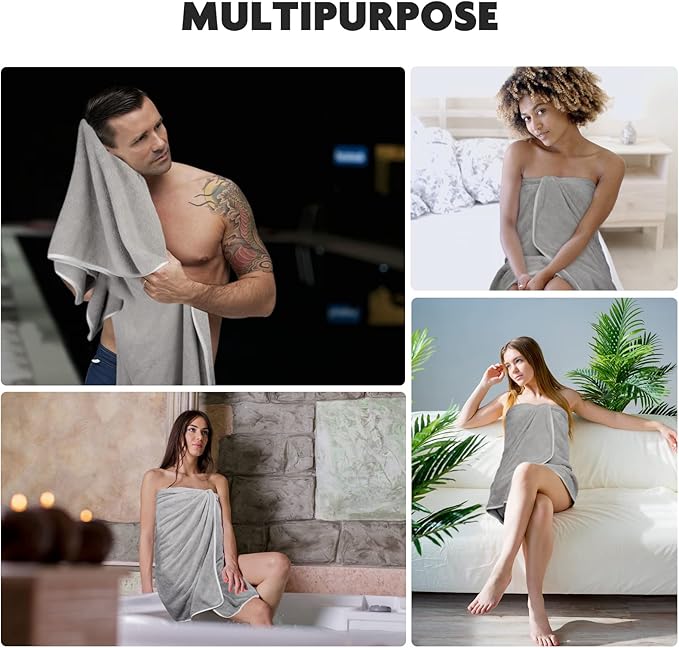 KinHwa Microfiber Bath Towel Large Bathroom Towel Absorbent Shower Towels Soft Bath Towels Large Size for Women Men Ideal for Spa, Swimming, Pool Light Gray 2 Pack 30inch x 60inch