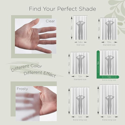 Stitch & Stone Shower Curtain Liner, Premium Medium Weight Durable Waterproof 6g PEVA for Bathroom with Weighted Magnets, Extra Long 72" x 78", Clear 1 Pack