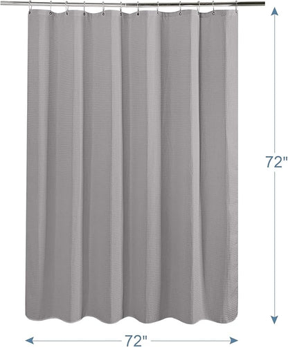 AmazerBath Grey Shower Curtain, Waffle Shower Curtain Gray, Premium Fabric with Waffle Weave, Heavy Duty 240GSM, Hotel Quality Bathroom Shower Curtains, 72 x 72 Inches