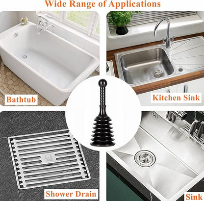 Sink and Drain Plunger, Mini Plunger Unclogging Tool for Kitchen Sinks, Bathroom Drains, Showers, Bathtubs, Small and Strong Design with Large Bellows Commercial & Residential Use
