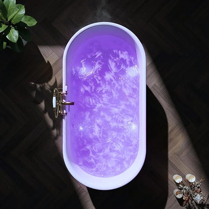 ANZZI 67" Freestanding Air Jetted Whirlpool Bathtub - White Acrylic Soaking Tub with LED Lights & Touch Controls | FT-AZ067