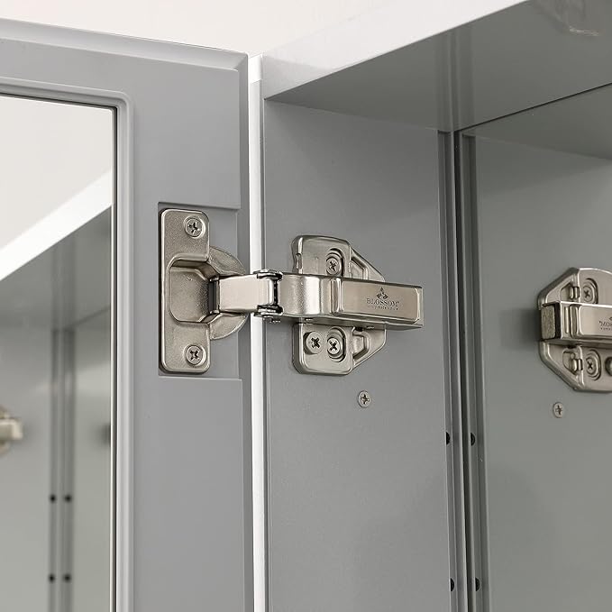 Blossom 25x26 Inch Aluminum Medicine Cabinet with Mirror – Recessed or Surface Wall Mounted Bathroom Storage with Adjustable Glass Shelves, Soft Close Hinges, Rust-Resistant and Modern Mirrored Design