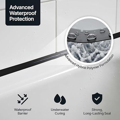 Jet Black Kitchen Bathroom Hybrid Polymer Sealant Adhesive 13.1oz All in One Waterproof Weatherproof Joint Paintable Indoor Outdoor Bath Shower Sink Window Board Door RV Roof Wood Leak - 1 Pack