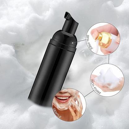 Tekson Soap Foam Bottle (Black Pump), Empty Travel Foaming Lash Shampoo for Cleanser, Dispenser (60ml, 2 fl oz)