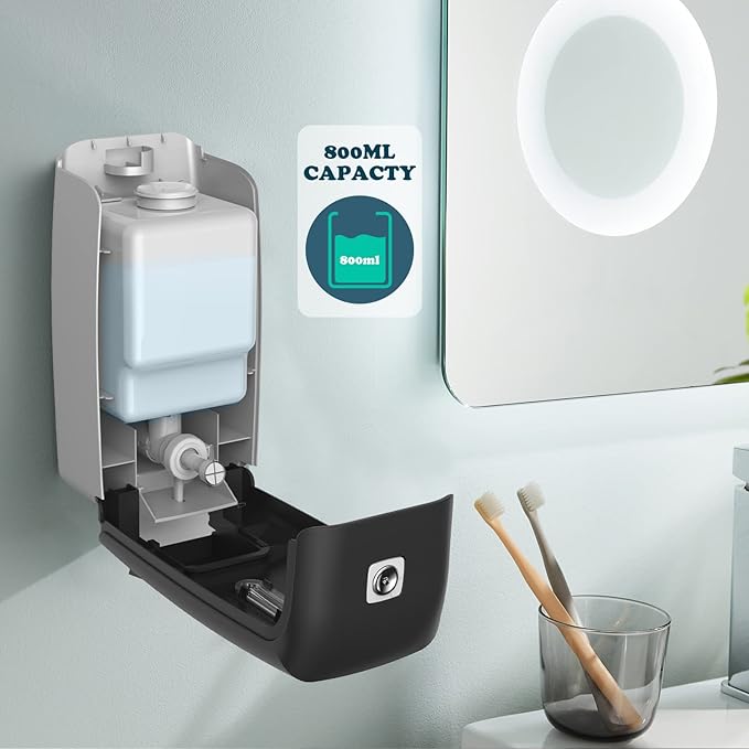 interhasa! Soap Dispenser Wall Mount Refillable 28oz Hand Sanitizer Dispenser Commercial Hand Soap Dispenser for Bathroom Support Liquid Gel Soap