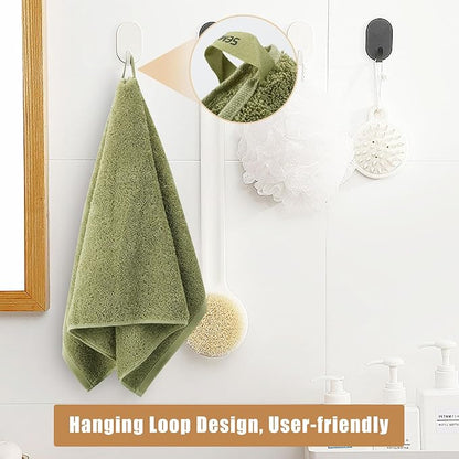 SEMAXE Sage Green Bath Towel Set, 100% Cotton Bathroom Towels with Hanging Loops, Soft & Absorbent, 8 Piece Towel Set Include 2 Bath Towels, 2 Hand Towels, 4 Washcloths