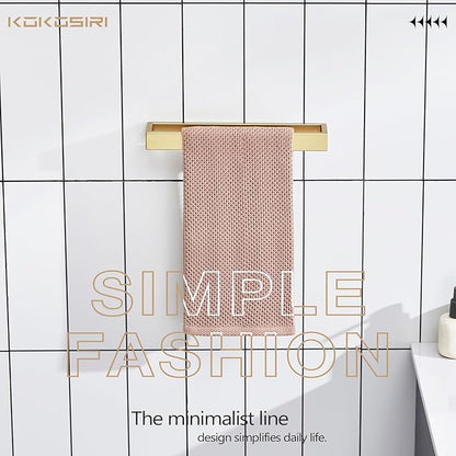 KOKOSIRI Towel Bar Brushed Gold Hand Towel Holder 12 Inch Kitchen Towel Hanger Rack Stainless Steel Bathroom Hardware Wall Mounted, 1 Pack B4008BG-L12