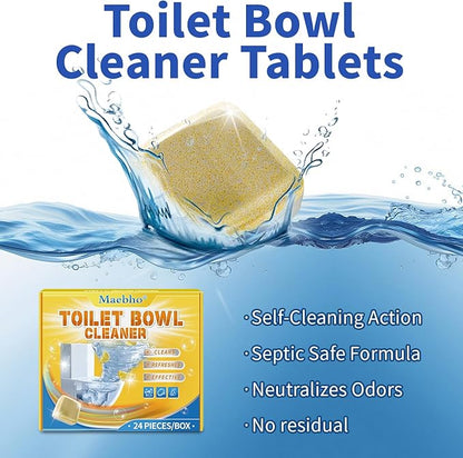 Toilet Bowl Cleaner Tablets (24 Count) | Septic Safe, Eco-Friendly Drop-in Tablets for Continuous Cleaning | Powerful Stain & Limescale Remover with Long-Lasting Fresh Scent